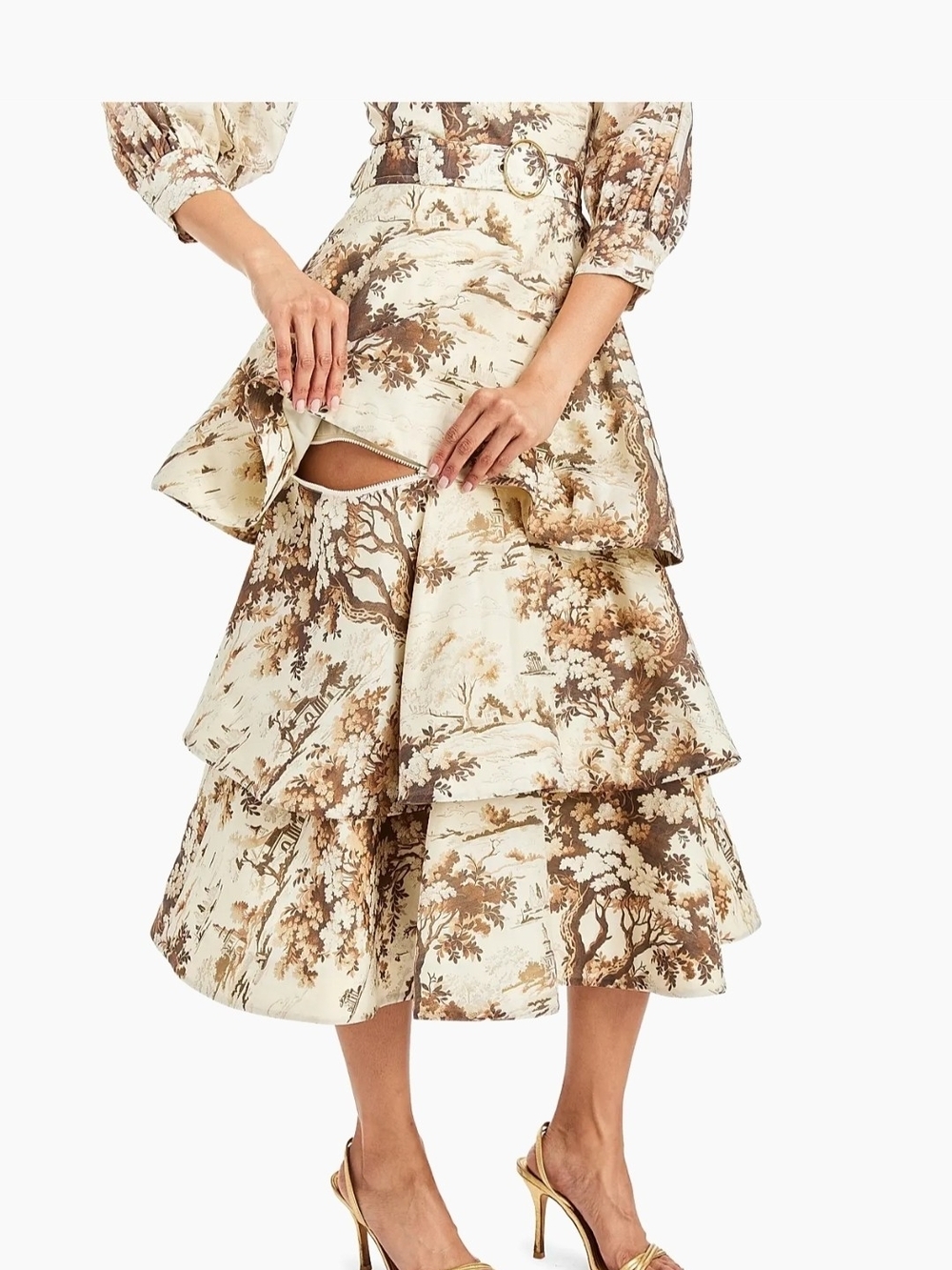 Mestiza Rhonda  Midi Convertable Dress in Cream and Brown - Picture 4 of 12
